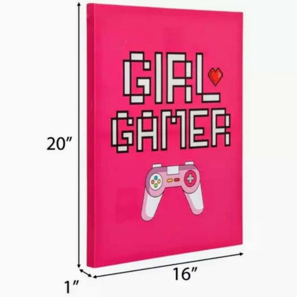 Pink GIRL GAMER Canvas Wall Art
